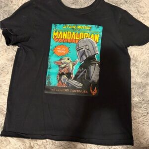 Star Wars Mandalorian Kids Black Tee with Colorful Print